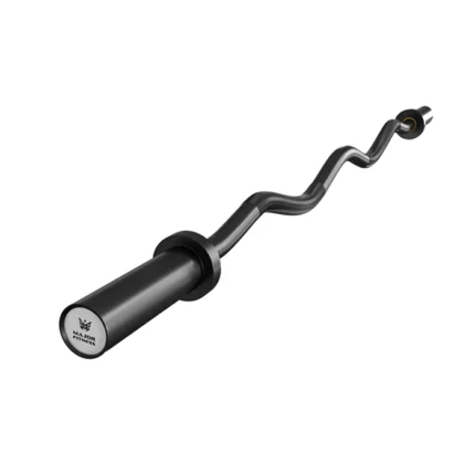 4ft Olympic EZ Curl Bar in black with a knurled cambered grip and chrome sleeves 4ft Olympic EZ Curl Bar Barbell Black