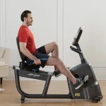 A close-up of the Bike RS3 Lifecycle Track Connect 2.0 reclining seat with breathable mesh back, highlighting its ergonomic comfort