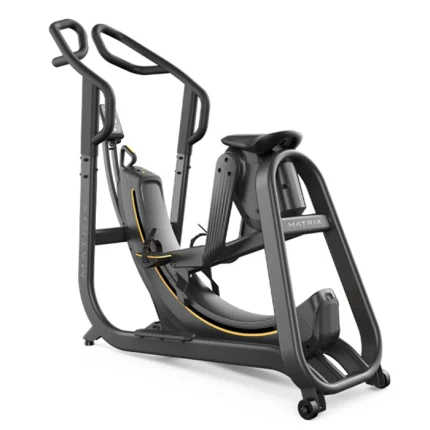 A person demonstrating a high-intensity workout on the Matrix S-Force Power Resistance Cardio, showing its unique motion