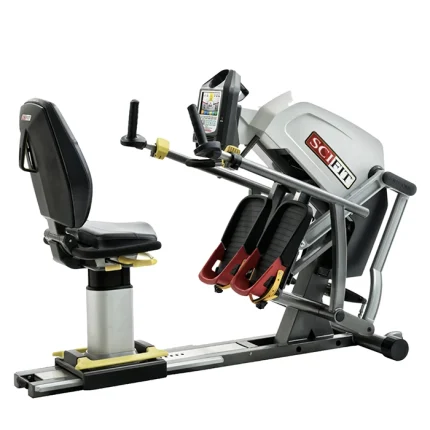 A person performing a total-body workout on the SCIFIT Recumbent Stepper, highlighting its seated position and arm-to-leg motion