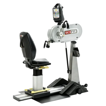 A person performing an upper-body workout on the SCIFIT PRO1 Upper Body Ergometer, highlighting its seated position and arm motion