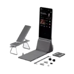 AEKE Smart Home Gym K1 B1 unfolded showing the 4K display and barbell