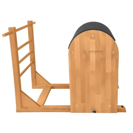 Activemine Ladder Barrel Pilates featuring a premium solid beech wood frame and black upholstery