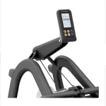 Close-up of the adjustable backlit LCD console on the Rower Machine Matrix, showing workout data