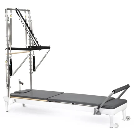 Elina Pilates Nubium Reformer with Tower in white aluminum finish