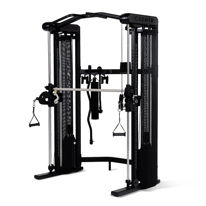 Front view of the CENTR 3 Home Gym Functional Trainer set up in a modern fitness room Front view of the CENTR 3 Home Gym Functional Trainer set up in a modern fitness room