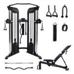 Front view of the Centr 2 Fully Loaded Bundle featuring the functional trainer and adjustable bench