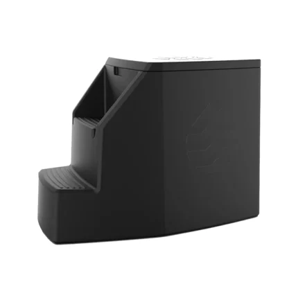 Front view of the Ice Barrel 500 Insulated Cold Plunge barrel with built-in steps in an outdoor wellness setting