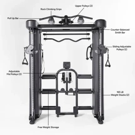 Front view of the Inspire FT2 PRO Smith Functional Trainer in a home gym