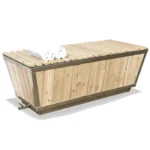 Front view of the Polar White Plastic Cold Plunge Tub with white cedar exterior