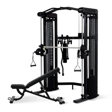 Front view of the Womens Strength Home Gym Bundle featuring the functional trainer and FID3 bench