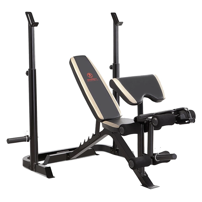 Marcy Olympic Weight Bench MD-879 showing the separate bench and squat rack configuration Marcy Olympic Weight Bench MD-879 showing the separate bench and squat rack configuration
