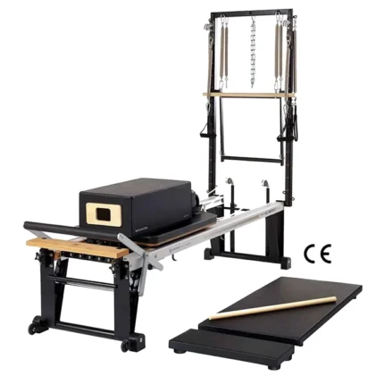 Merrithew Rehab V2 Max Plus Reformer Bundle with elevated carriage and vertical frame