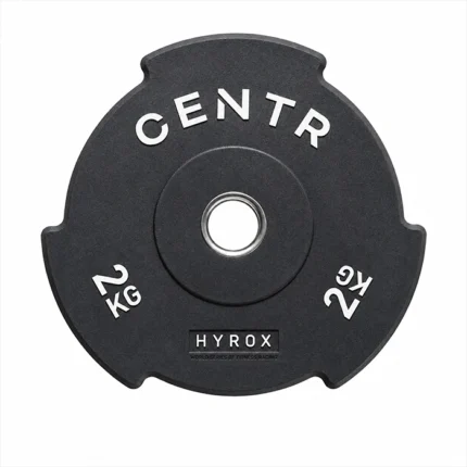 Official HYROX 2kg Edge Bumper Plate with weight markings visible on the edge