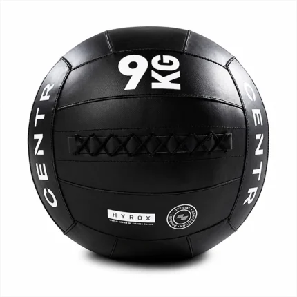 Official HYROX Competition Wall Ball 9 Kg with non-slip vinyl texture and visible weight markings