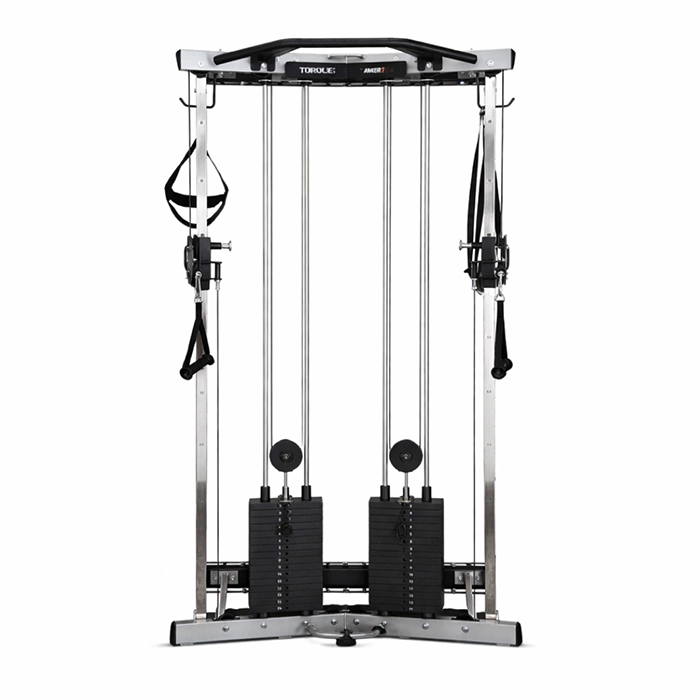 Platinum ANKER 7 Wall Mounted Functional Trainer with 150 lb weight stack in a garage gym.