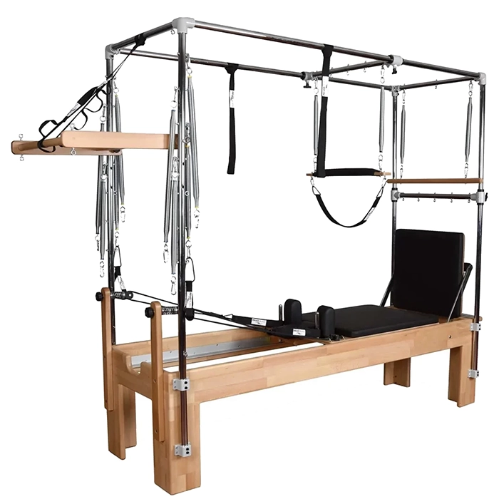 Premium Cadillac Reformer Private Pilates Machine with solid beechwood base and stainless steel tower Premium Cadillac Reformer Private Pilates Machine with solid beechwood base and stainless steel tower