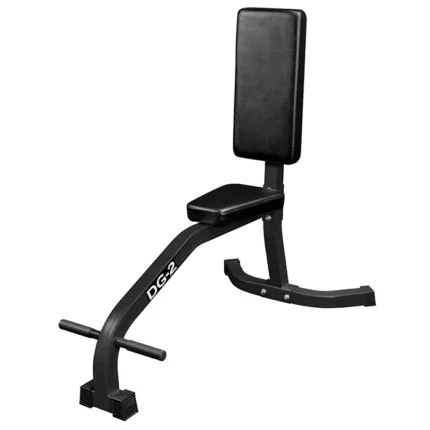 Seated Upright Stationary Bench Core Series with arched tripod base and knurled foot pegs