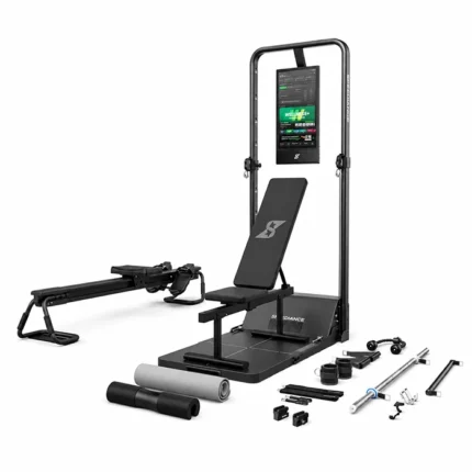 Speediance Gym Monster 2 2S Family Plus smart home gym unfolded with 21.5-inch HD touchscreen