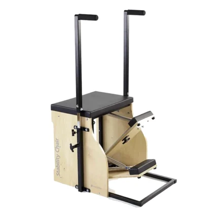 Split-Pedal Stability Chair with adjustable handles and black upholstery