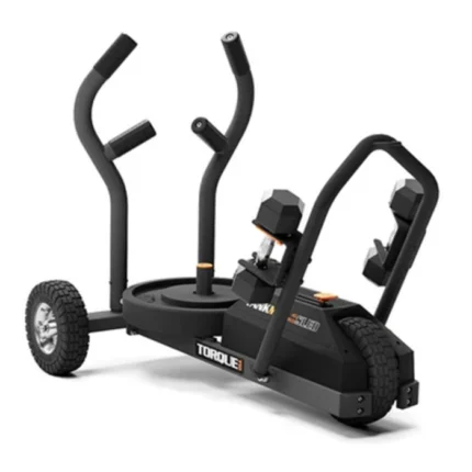 Tank M1 Magnetic Push Sled with airless tires on a concrete driveway