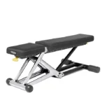 Technogym Bench Personal Chrome featuring a polished silver frame and black upholstery