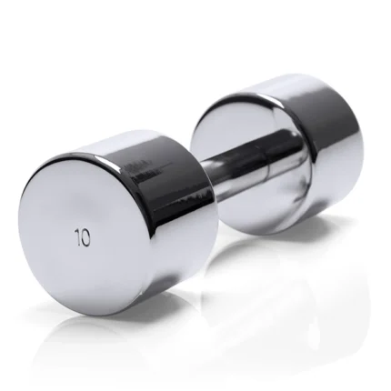 Technogym Chrome Dumbbell 9kg featuring a high-shine polished finish