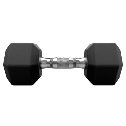 Technogym Hexagon Dumbbell 15kg with black rubber coating and knurled chrome handle