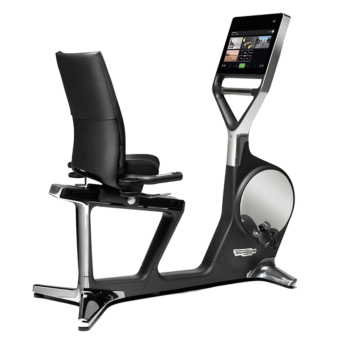 Technogym Recline Personal Bike luxury recumbent bike in a modern home interior Technogym Recline Personal Bike luxury recumbent bike in a modern home interior
