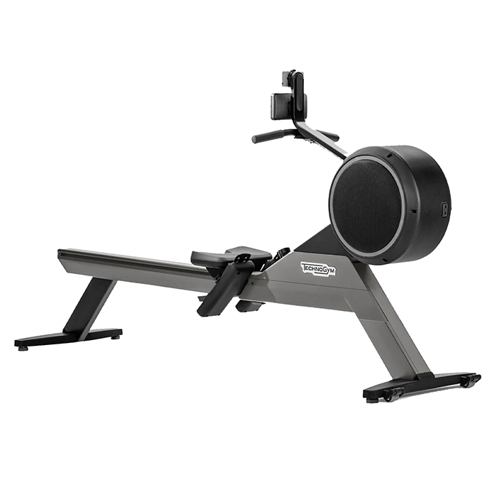 Technogym Rower Skillrow Grey indoor rowing machine in a professional training environment Technogym Rower Skillrow Grey indoor rowing machine in a professional training environment