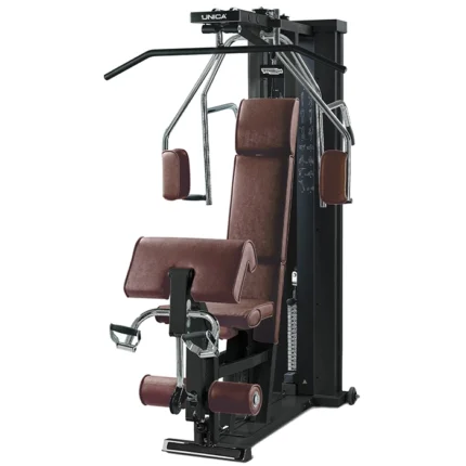 Technogym Unica Home Gym Bordeaux with premium Bordeaux upholstery and black frame