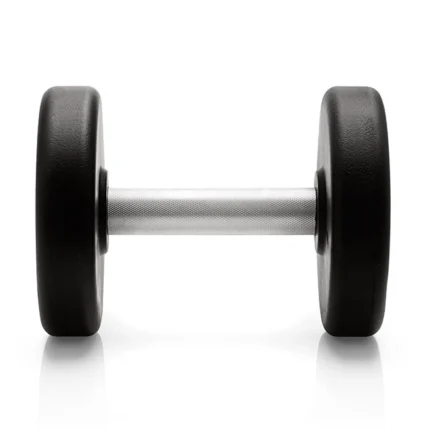 Technogym Urethane Dumbbell 28kg with a sleek black urethane finish and steel handle