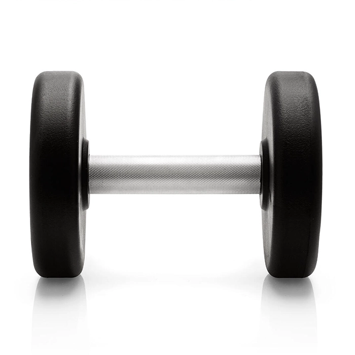 Technogym Urethane Dumbbell 28kg with a sleek black urethane finish and steel handle Technogym Urethane Dumbbell 28kg with a sleek black urethane finish and steel handle