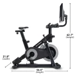 The 24-inch touchscreen of the Bike NEW X24 NordicTrack pivoted to the side for off-equipment workouts or optimized viewing