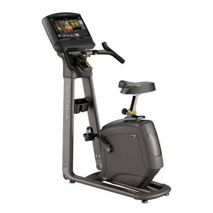 The Bike U30 Upright Matrix 16 inch XIR with its large 16-inch XIR touchscreen console, showcasing its step-through design