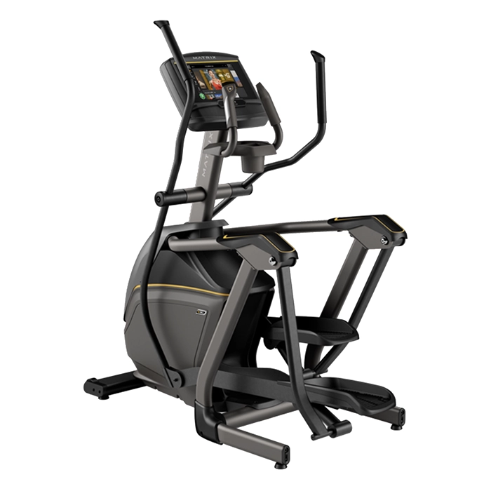 The Elliptical E30 Matrix 10 inch XER Compact Suspension Elliptical with its 10-inch XER touchscreen console, showcasing its sleek design The Elliptical E30 Matrix 10 inch XER Compact Suspension Elliptical with its 10-inch XER touchscreen console, showcasing its sleek design