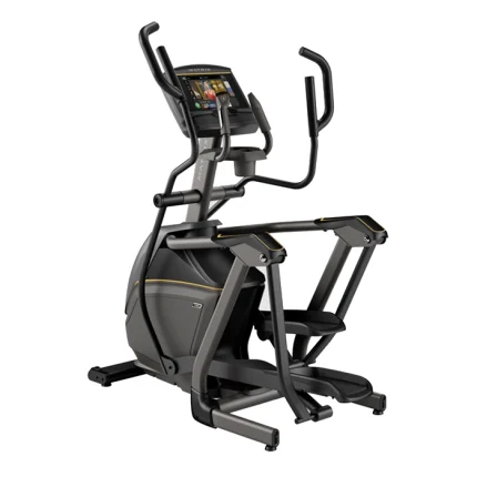 The Elliptical E50 Matrix 10 inch XER Compact Suspension Elliptical with its 10-inch XER touchscreen console, showcasing its sleek design