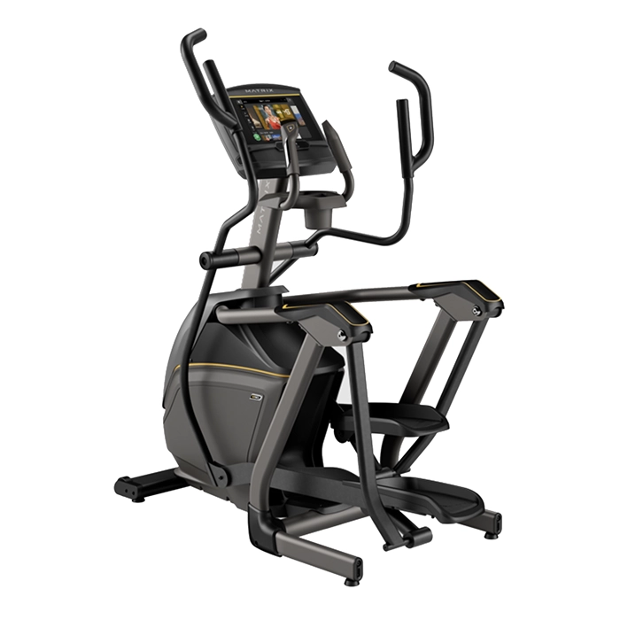 The Elliptical E50 Matrix 10 inch XER Compact Suspension Elliptical with its 10-inch XER touchscreen console, showcasing its sleek design The Elliptical E50 Matrix 10 inch XER Compact Suspension Elliptical with its 10-inch XER touchscreen console, showcasing its sleek design