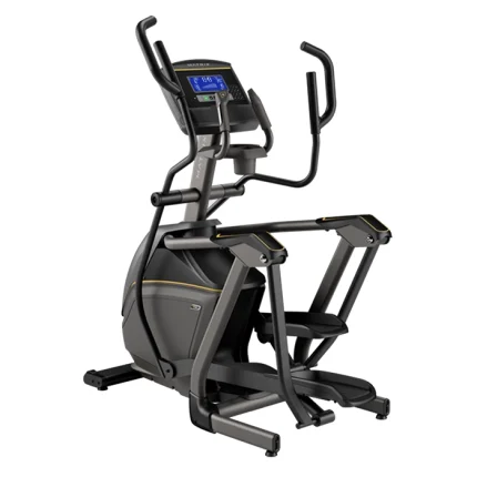 The Elliptical E50 Matrix 8.5 inch XR Compact Suspension Elliptical with its 8.5-inch XR LCD console, showcasing its sleek design