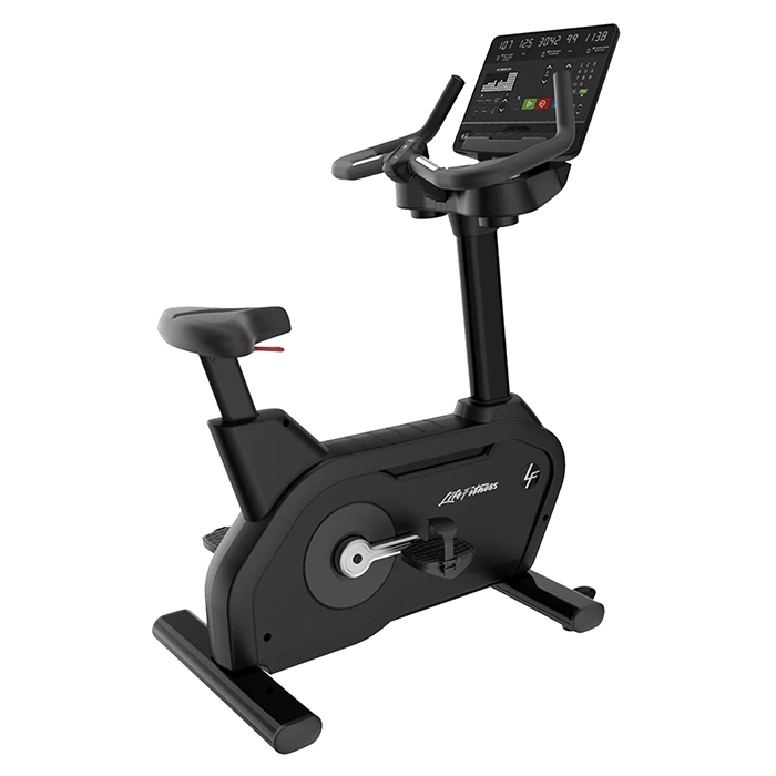 The Life Fitness Bike Club Series Plus Upright Lifecycle SL, showcasing its sleek design and console The Life Fitness Bike Club Series Plus Upright Lifecycle SL, showcasing its sleek design and console
