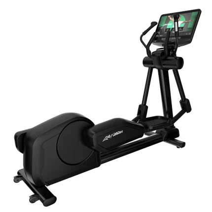The Life Fitness Elliptical Club Series Plus SE4, showcasing its sleek design and large touchscreen console