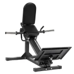 The Plate Loaded Linear Hack Squat machine, showcasing its robust frame, sled carriage, and cushioned pads