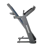 The Treadmill 7.4 AT Horizon in its folded, upright position, demonstrating its space-saving design