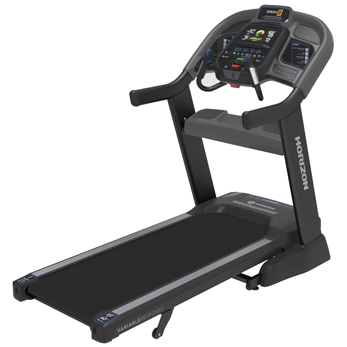 The Treadmill 7.8 AT Horizon, showcasing its sleek design and console with its screen The Treadmill 7.8 AT Horizon, showcasing its sleek design and console with its screen