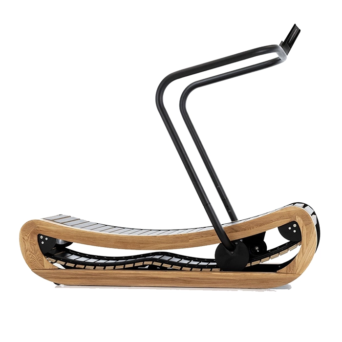 The Treadmill Sprintbok V2 Oak, showcasing its beautiful curved Oak wooden frame and self-powered design The Treadmill Sprintbok V2 Oak, showcasing its beautiful curved Oak wooden frame and self-powered design