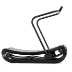 The Treadmill Sprintbok V2 Shadow, showcasing its beautiful curved wooden frame and self-powered design