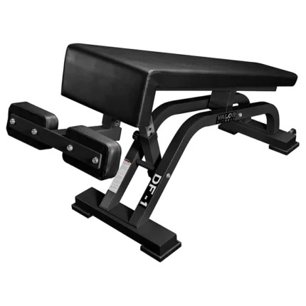 Valor Fitness Adjustable Decline Bench set to a steep angle for abdominal sit-ups